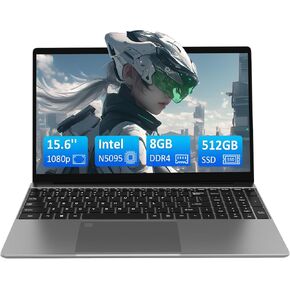 15.6'' Laptop Computer,1080P FHD Display,8GB RAM,512GB SSD, Intel N5095 CPU Business Laptop,Numeric Keypad,Backlit Keyboard,Fingerprint Unlock,SD Card Reader,Webcam, 5GWiFi, HDMI,Pink