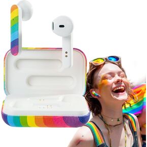 True Wireless Earbuds, Rainbow Pride Bluetooth Ear Buds for Music, Podcasts, Built-in Mic, Rechargeable Headset for Home, Car, Travel, Beach