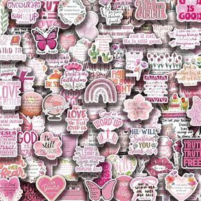 100PCS Pink Christian Stickers Bible Verse Stickers Faith Stickers Religious Stickers Jesus Motivational Stickers Inspirational Stickers God Stickers
