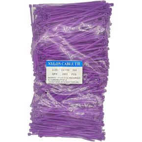 SYD 4 Inch length, 18lb Small size Self Locking Nylon Cable Zip Ties -1000 Piece (Purple)