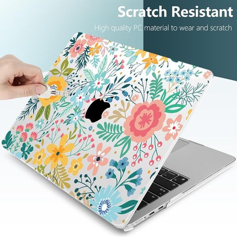 TWOLSKOO for M3 MacBook Air 13.6 inch Case 2022 2023 2024 A2681 M2 A3113 with Touch ID, Plastic Hard Shell Cover with Screen Protector & Keyboard Cover & Trackpad Film, Abstract Flower in Kuwait