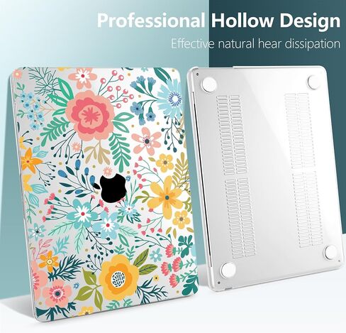 TWOLSKOO for M3 MacBook Air 13.6 inch Case 2022 2023 2024 A2681 M2 A3113 with Touch ID, Plastic Hard Shell Cover with Screen Protector & Keyboard Cover & Trackpad Film, Abstract Flower in Kuwait