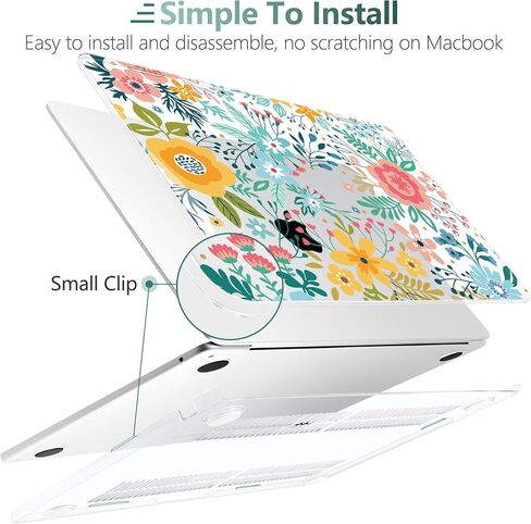 TWOLSKOO for M3 MacBook Air 13.6 inch Case 2022 2023 2024 A2681 M2 A3113 with Touch ID, Plastic Hard Shell Cover with Screen Protector & Keyboard Cover & Trackpad Film, Abstract Flower in Kuwait