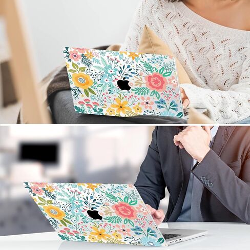 TWOLSKOO for M3 MacBook Air 13.6 inch Case 2022 2023 2024 A2681 M2 A3113 with Touch ID, Plastic Hard Shell Cover with Screen Protector & Keyboard Cover & Trackpad Film, Abstract Flower in Kuwait