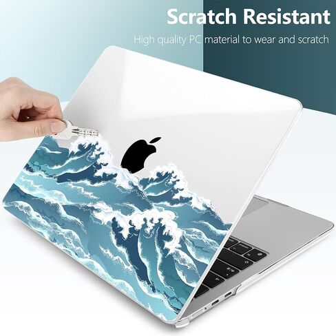 TWOLSKOO for M3 MacBook Air 13.6 inch Case 2022 2023 2024 A2681 M2 A3113 with Touch ID, Plastic Hard Shell Cover with Screen Protector & Keyboard Cover & Trackpad Film, Abstract Flower in Kuwait
