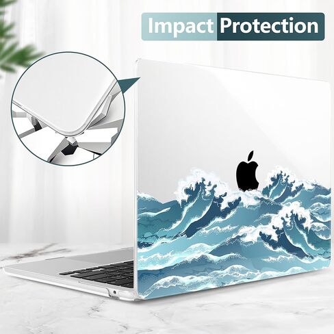 TWOLSKOO for M3 MacBook Air 13.6 inch Case 2022 2023 2024 A2681 M2 A3113 with Touch ID, Plastic Hard Shell Cover with Screen Protector & Keyboard Cover & Trackpad Film, Abstract Flower in Kuwait
