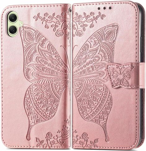MEUPZZK for Samsung Galaxy A05 Wallet Case, Embossed Butterfly Premium PU Leather [Kickstand] [Card Slots] [Wrist Strap] [6.7 inch] Phone Cover for Samsung A05 (A-Blue) in Saudi Arabia