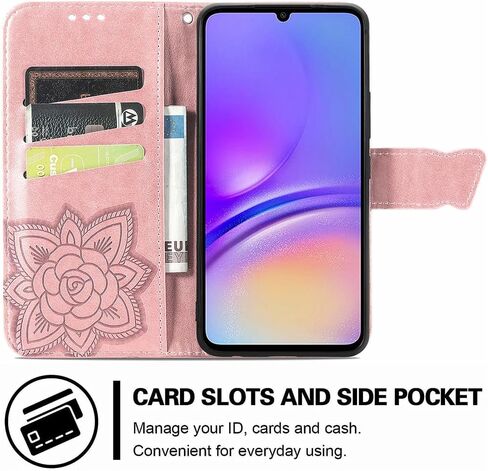 MEUPZZK for Samsung Galaxy A05 Wallet Case, Embossed Butterfly Premium PU Leather [Kickstand] [Card Slots] [Wrist Strap] [6.7 inch] Phone Cover for Samsung A05 (A-Blue) in Saudi Arabia