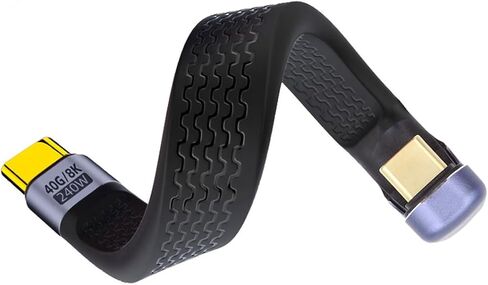 NFHK Low Profile Angled 240W Type-C USB-C Male to Male USB4 40Gbps 100W 8K Flat Slim FPC Data Cable for Laptop Phone 13cm in Kuwait