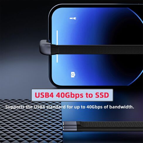 NFHK Low Profile Angled 240W Type-C USB-C Male to Male USB4 40Gbps 100W 8K Flat Slim FPC Data Cable for Laptop Phone 13cm in Kuwait