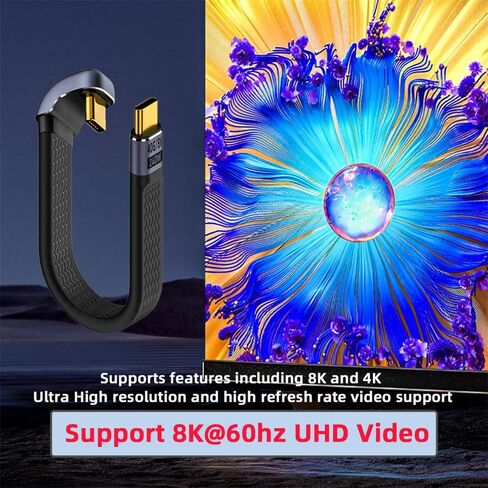 NFHK Low Profile Angled 240W Type-C USB-C Male to Male USB4 40Gbps 100W 8K Flat Slim FPC Data Cable for Laptop Phone 13cm in Kuwait
