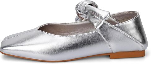 أحذية باليه مسطحة بعقدة على شكل فيونكة للنساء أحذية راقصة باليه بحزام على شكل ربطة عنق سهلة الارتداء بمقدمة مربعة أحذية ماري جين المسطحة in Kuwait