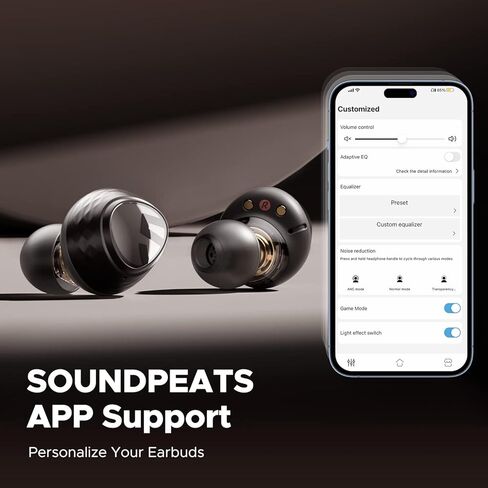 سماعات أذن لاسلكية SoundPEATS Engine4، سماعات أذن بلوتوث 5.3 عالية الدقة عالية الدقة مع LDAC، برامج تشغيل ديناميكية مزدوجة محورية لصوت ستيريو، اتصال متعدد النقاط، إجمالي 43 ساعة، تصنيف IPX4 in Kuwait
