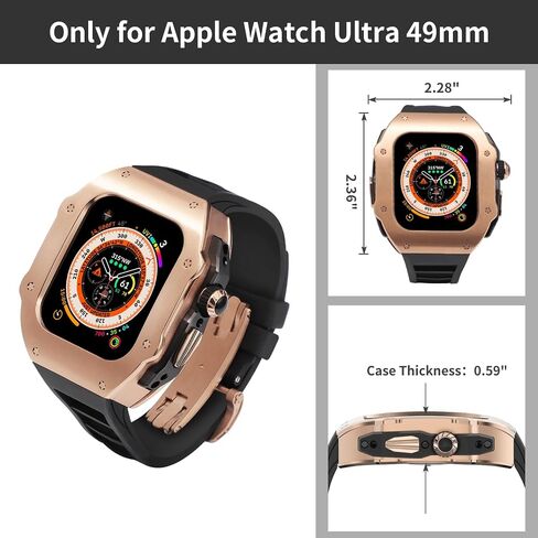 316L Stainless Steel Case with Band for Apple Watch Ultra 2/Ultra 49mm, Series 10 46mm, Luxury Rugged Military Protective Metal Cover Tactical Heavy Duty Protection Strap in Kuwait