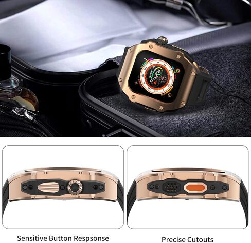 316L Stainless Steel Case with Band for Apple Watch Ultra 2/Ultra 49mm, Series 10 46mm, Luxury Rugged Military Protective Metal Cover Tactical Heavy Duty Protection Strap in Kuwait