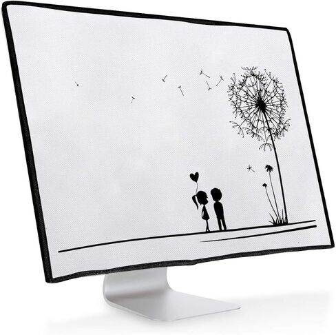 غطاء شاشة كمبيوتر kwmobile متوافق مع Apple iMac 21.5 بوصة - Dandelion Love أسود/أبيض in Kuwait