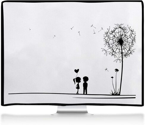 غطاء شاشة كمبيوتر kwmobile متوافق مع Apple iMac 21.5 بوصة - Dandelion Love أسود/أبيض in Kuwait