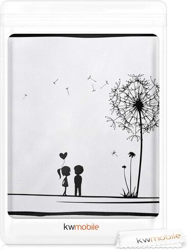 غطاء شاشة كمبيوتر kwmobile متوافق مع Apple iMac 21.5 بوصة - Dandelion Love أسود/أبيض in Kuwait