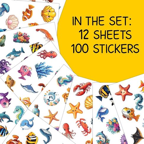 100 قطعة من ملصقات حيوانات المحيط - مخلوق بحري، حيوان واقعي، ملصق سمك القرش ملصق مضاد للماء لزجاجات المياه وأمتعة الكمبيوتر المحمول وسجلات القصاصات والمراهقين والبالغين والبنات والأطفال وديكورات أعياد الميلاد المضحكة in Kuwait