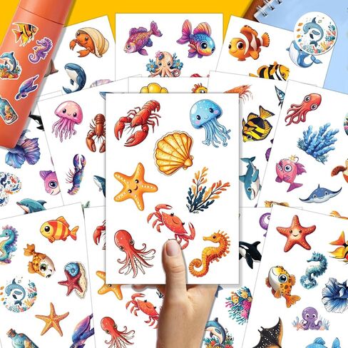 100 قطعة من ملصقات حيوانات المحيط - مخلوق بحري، حيوان واقعي، ملصق سمك القرش ملصق مضاد للماء لزجاجات المياه وأمتعة الكمبيوتر المحمول وسجلات القصاصات والمراهقين والبالغين والبنات والأطفال وديكورات أعياد الميلاد المضحكة in Kuwait