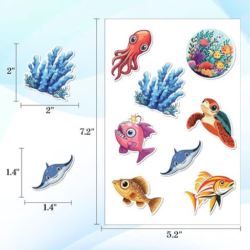 100 قطعة من ملصقات حيوانات المحيط - مخلوق بحري، حيوان واقعي، ملصق سمك القرش ملصق مضاد للماء لزجاجات المياه وأمتعة الكمبيوتر المحمول وسجلات القصاصات والمراهقين والبالغين والبنات والأطفال وديكورات أعياد الميلاد المضحكة in Kuwait