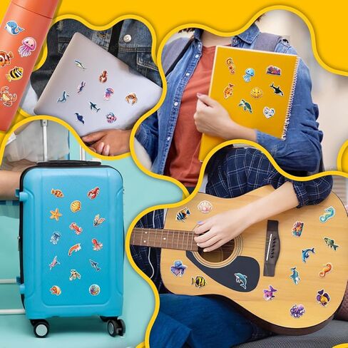 100 قطعة من ملصقات حيوانات المحيط - مخلوق بحري، حيوان واقعي، ملصق سمك القرش ملصق مضاد للماء لزجاجات المياه وأمتعة الكمبيوتر المحمول وسجلات القصاصات والمراهقين والبالغين والبنات والأطفال وديكورات أعياد الميلاد المضحكة in Kuwait