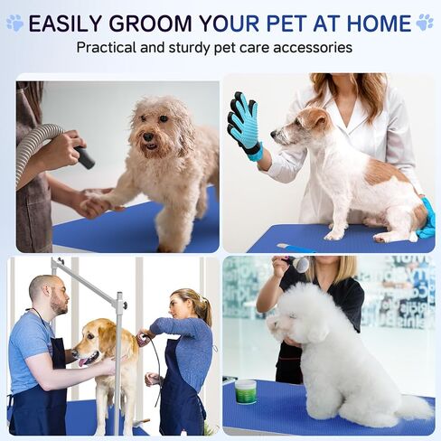 طاولة العناية بالكلاب/الحيوانات الأليفة من يونوفيفي قابلة للطي بارتفاع قابل للتعديل - طاولة العناية بالكلاب المحمولة مقاس 91.44 سم مع فتحة ذراع وصينية شبكية، سعة قصوى تصل إلى 300 رطل (أسود داكن) in Kuwait