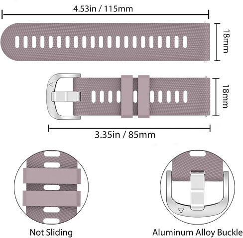 Compatible with Garmin Venu 2S/Vivoactive 4S Band 18mm Replacement Silicone Watch Bands Wrist Strap Sport Wristbands Vivomove 3S/Forerunner 265S/Forerunner 265S Music/ Forerunner 255S/Forerunner 255S Music for Men Women in Kuwait