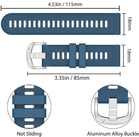 Compatible with Garmin Venu 2S/Vivoactive 4S Band 18mm Replacement Silicone Watch Bands Wrist Strap Sport Wristbands Vivomove 3S/Forerunner 265S/Forerunner 265S Music/ Forerunner 255S/Forerunner 255S Music for Men Women in Kuwait