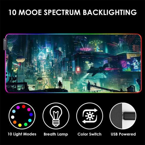 RGB Mouse Pad, XXL LED Gaming Mouse Mat Heavy Duty Anty Slip 35.4 * 15.7 Inches greencity in Kuwait