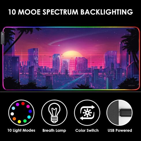 RGB Mouse Pad, XXL LED Gaming Mouse Mat Heavy Duty Anty Slip 35.4 * 15.7 Inches greencity in Kuwait