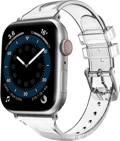 حزام شفاف متوافق مع ساعة Apple 42 مم 38 مم 40 مم 41 مم 44 مم 45 مم، استبدال حزام جيلي جليتر الرياضي لسلسلة iWatch 7/6/5/4/3/2/1/SE للنساء والرجال in Saudi Arabia