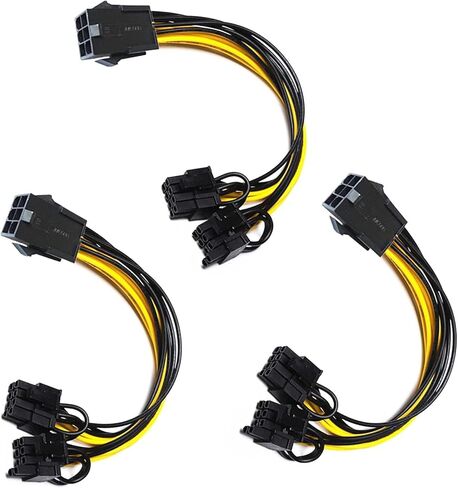 XMHF 6 Pin أنثى إلى Dual GPU 8Pin (6+2) Pin Male كابل تمديد الطاقة الفاصل لبطاقة فيديو الرسومات اللوحة الأم حزمة من 2 in Kuwait