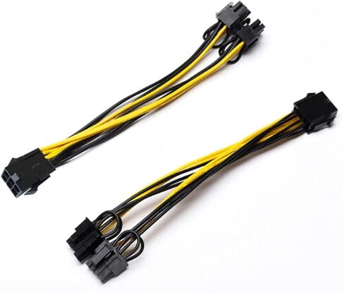 XMHF 6 Pin أنثى إلى Dual GPU 8Pin (6+2) Pin Male كابل تمديد الطاقة الفاصل لبطاقة فيديو الرسومات اللوحة الأم حزمة من 2 in Kuwait