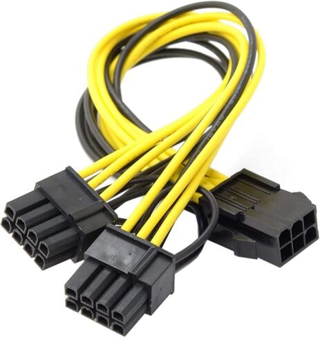 XMHF 6 Pin أنثى إلى Dual GPU 8Pin (6+2) Pin Male كابل تمديد الطاقة الفاصل لبطاقة فيديو الرسومات اللوحة الأم حزمة من 2 in Kuwait