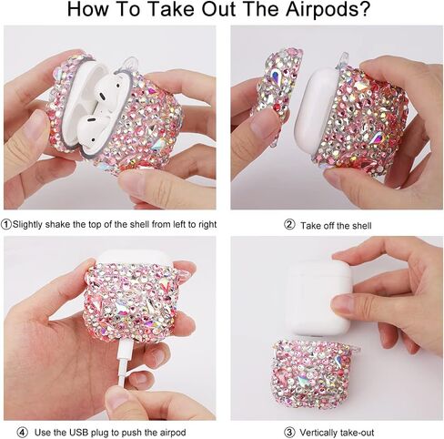 Luxurious Rhinestone AirPods Pro Case, Protective Bling Diamonds AirPod Charging Protective Case Cover for Apple I10/I12 TWS in Saudi Arabia
