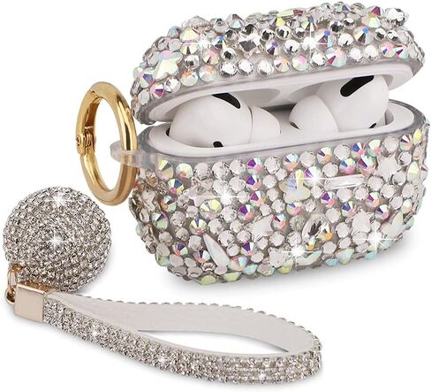 Luxurious Rhinestone AirPods Pro Case, Protective Bling Diamonds AirPod Charging Protective Case Cover for Apple I10/I12 TWS in Saudi Arabia