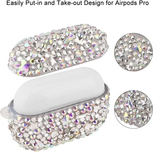 Luxurious Rhinestone AirPods Pro Case, Protective Bling Diamonds AirPod Charging Protective Case Cover for Apple I10/I12 TWS in Saudi Arabia