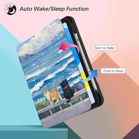 حافظة لجهاز iPad Pro 12.9 الجيل السادس / الخامس / الرابع مع حامل أقلام، غطاء ثلاثي الطي، نوم / استيقاظ تلقائي، حافظة بتصميم لطيف للفتيات المراهقات لجهاز iPad Pro 12.9 بوصة 2022/2021/2020، قطط in Kuwait