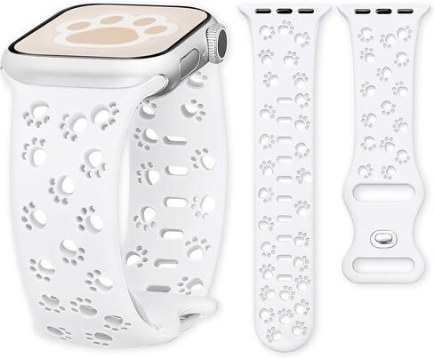 سوار من السيليكون لأشرطة ساعة Apple 46 مم 45 مم 44 مم 42 مم 41 مم 40 مم 49 38 مم للنساء، أربطة iWatch على شكل حيوان لطيف على شكل كلب قطة ومخلب، شريط أنيق أنيق لسلسلة ساعات Apple 10 9 8 7 SE 6 5 4 3 in Kuwait