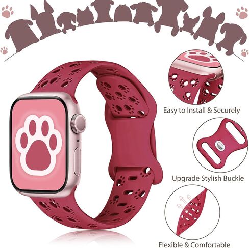 سوار من السيليكون لأشرطة ساعة Apple 46 مم 45 مم 44 مم 42 مم 41 مم 40 مم 49 38 مم للنساء، أربطة iWatch على شكل حيوان لطيف على شكل كلب قطة ومخلب، شريط أنيق أنيق لسلسلة ساعات Apple 10 9 8 7 SE 6 5 4 3 in Kuwait