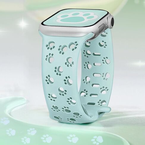 سوار من السيليكون لأشرطة ساعة Apple 46 مم 45 مم 44 مم 42 مم 41 مم 40 مم 49 38 مم للنساء، أربطة iWatch على شكل حيوان لطيف على شكل كلب قطة ومخلب، شريط أنيق أنيق لسلسلة ساعات Apple 10 9 8 7 SE 6 5 4 3 in Kuwait