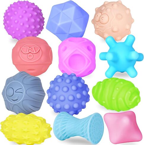 6 Pack Sensory Balls for Toddlers 1-3, Sensory Baby Toys 6-12 Months, Montessori Toys for Babies 6-12 Months Infant Squeeze Sensory Toys Soft Multi Ball Set Gifts with Bright Color Textured in Saudi Arabia