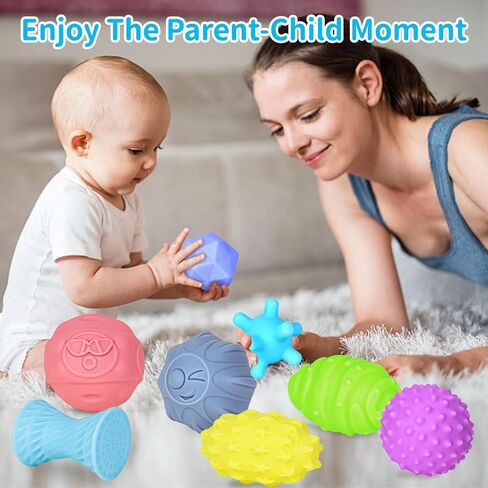 6 Pack Sensory Balls for Toddlers 1-3, Sensory Baby Toys 6-12 Months, Montessori Toys for Babies 6-12 Months Infant Squeeze Sensory Toys Soft Multi Ball Set Gifts with Bright Color Textured in Saudi Arabia
