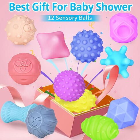 6 Pack Sensory Balls for Toddlers 1-3, Sensory Baby Toys 6-12 Months, Montessori Toys for Babies 6-12 Months Infant Squeeze Sensory Toys Soft Multi Ball Set Gifts with Bright Color Textured in Saudi Arabia
