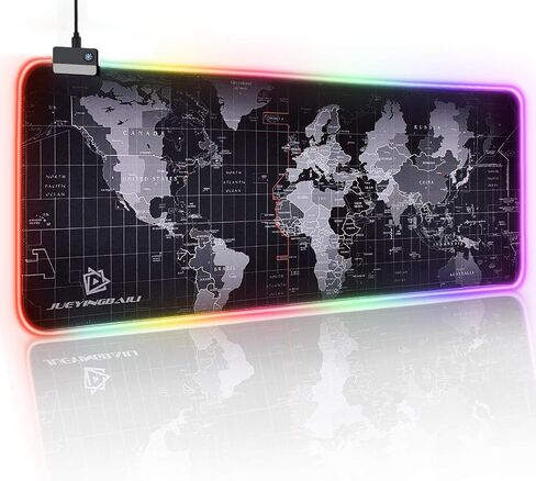 لوحة ماوس الألعاب JYZZ RGB - لوحة لوحة مفاتيح LED كبيرة، حصيرة ماوس مع خريطة عالية الدقة، سطح مقاوم للماء بسلاسة، قاعدة مطاطية غير قابلة للانزلاق، 31.5 بوصة × 11.8 بوصة و14 وضع إضاءة in Saudi Arabia