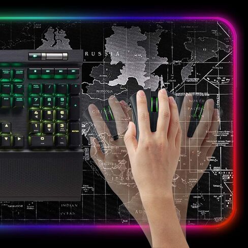 لوحة ماوس الألعاب JYZZ RGB - لوحة لوحة مفاتيح LED كبيرة، حصيرة ماوس مع خريطة عالية الدقة، سطح مقاوم للماء بسلاسة، قاعدة مطاطية غير قابلة للانزلاق، 31.5 بوصة × 11.8 بوصة و14 وضع إضاءة in Saudi Arabia