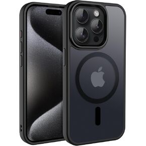 CACOE Magnetic Case for iPhone 15 Pro 2023 6.1 inch-Compatible with MagSafe & Magnetic Car Phone Mount,Anti-Fingerprint TPU Thin Phone Cases Cover Protective Shockproof (Matte Black)