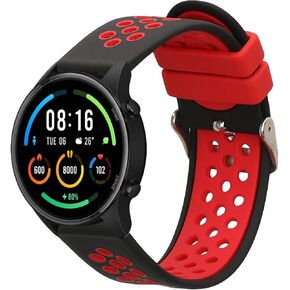 kwmobile Straps Compatible with Xiaomi Mi Watch/Mi Watch Color Sport Straps - 2X Replacement Silicone Watch Bands - Black/Dark Blue
