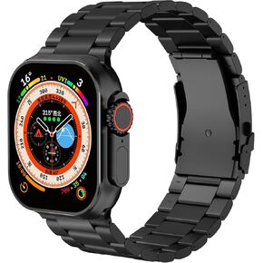 Business Style Titanium Band For Apple Watch 49mm 46mm 45mm 44mm 42mm 41mm 40mm 38mm iWatch Ultra2 Ultra SE 2 SE Series 10 9 8 7 6 5 4 3 2 1,Replacement Band Folding Clasp,Men & Women